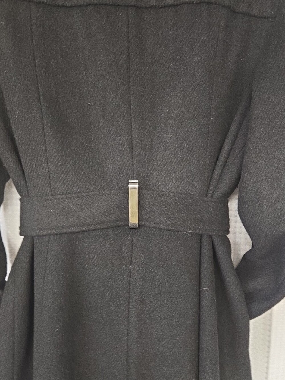 Jennifer Lopez Black Long Sleeve Wrap Belted Coat Dress - Picture 7 of 15